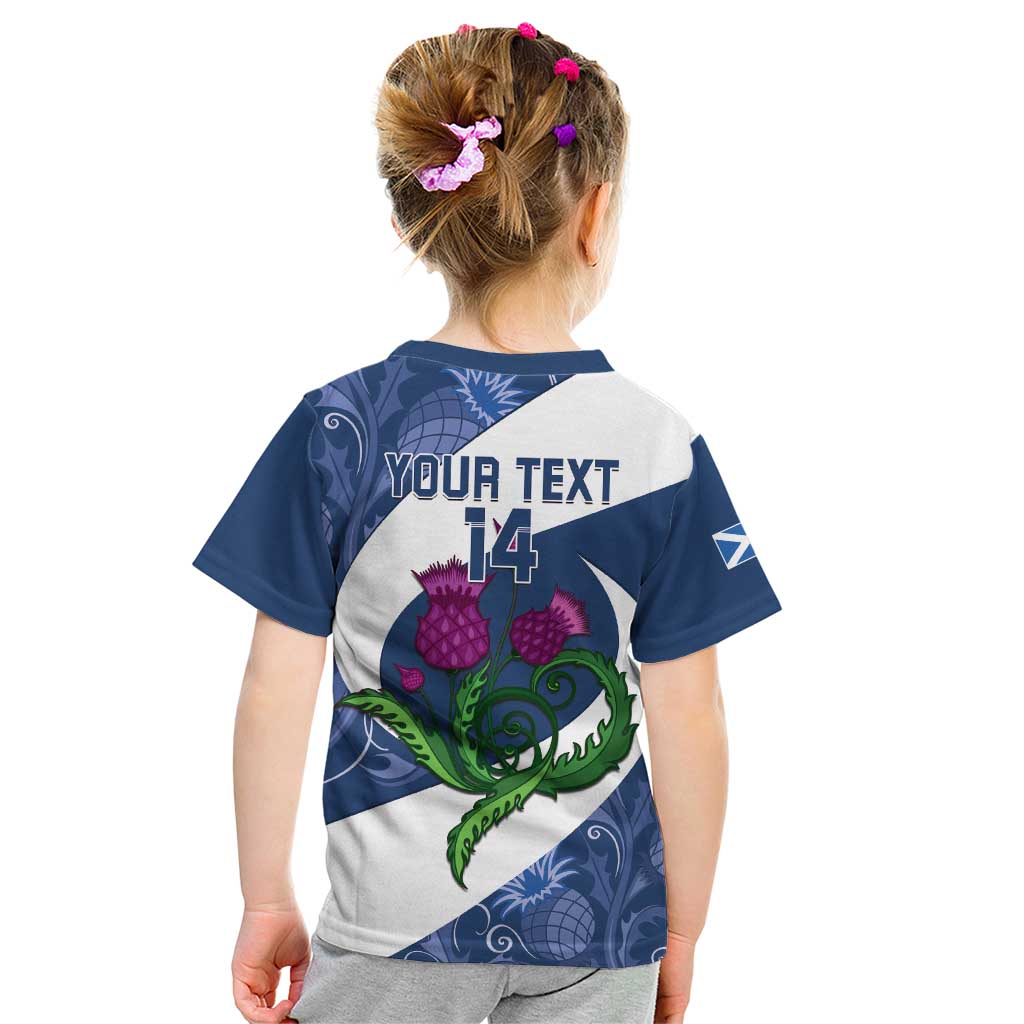 Custom Scotland Rugby Kid T Shirt 2024 Go Champions Scottish Thistles