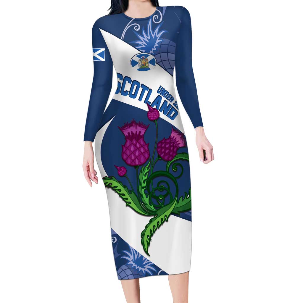Custom Scotland Rugby Long Sleeve Bodycon Dress 2024 Go Champions Scottish Thistles