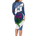 Custom Scotland Rugby Long Sleeve Bodycon Dress 2024 Go Champions Scottish Thistles