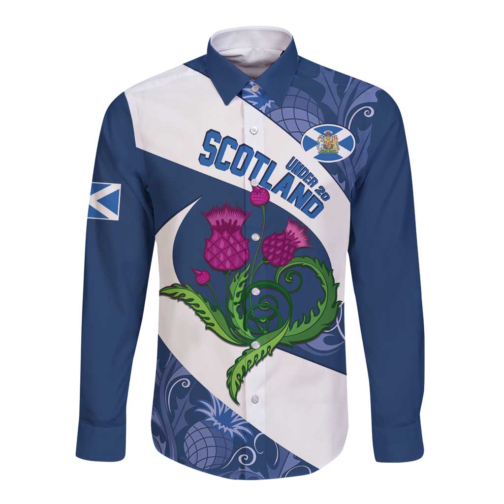 Custom Scotland Rugby Long Sleeve Button Shirt 2024 Go Champions Scottish Thistles