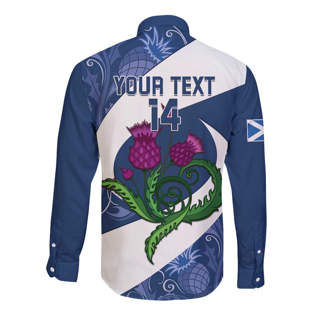 Custom Scotland Rugby Long Sleeve Button Shirt 2024 Go Champions Scottish Thistles