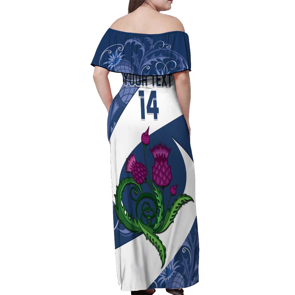 Custom Scotland Rugby Off Shoulder Maxi Dress 2024 Go Champions Scottish Thistles