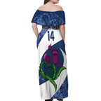 Custom Scotland Rugby Off Shoulder Maxi Dress 2024 Go Champions Scottish Thistles