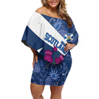 Custom Scotland Rugby Off Shoulder Short Dress 2024 Go Champions Scottish Thistles