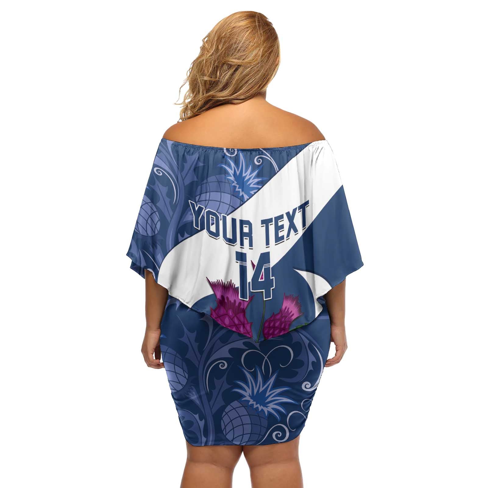 Custom Scotland Rugby Off Shoulder Short Dress 2024 Go Champions Scottish Thistles