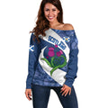 Custom Scotland Rugby Off Shoulder Sweater 2024 Go Champions Scottish Thistles