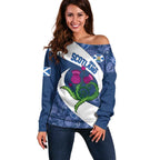 Custom Scotland Rugby Off Shoulder Sweater 2024 Go Champions Scottish Thistles