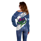 Custom Scotland Rugby Off Shoulder Sweater 2024 Go Champions Scottish Thistles