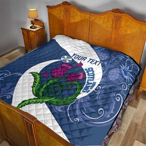 Custom Scotland Rugby Quilt 2024 Go Champions Scottish Thistles