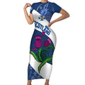 Custom Scotland Rugby Short Sleeve Bodycon Dress 2024 Go Champions Scottish Thistles
