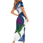 Custom Scotland Rugby Short Sleeve Bodycon Dress 2024 Go Champions Scottish Thistles