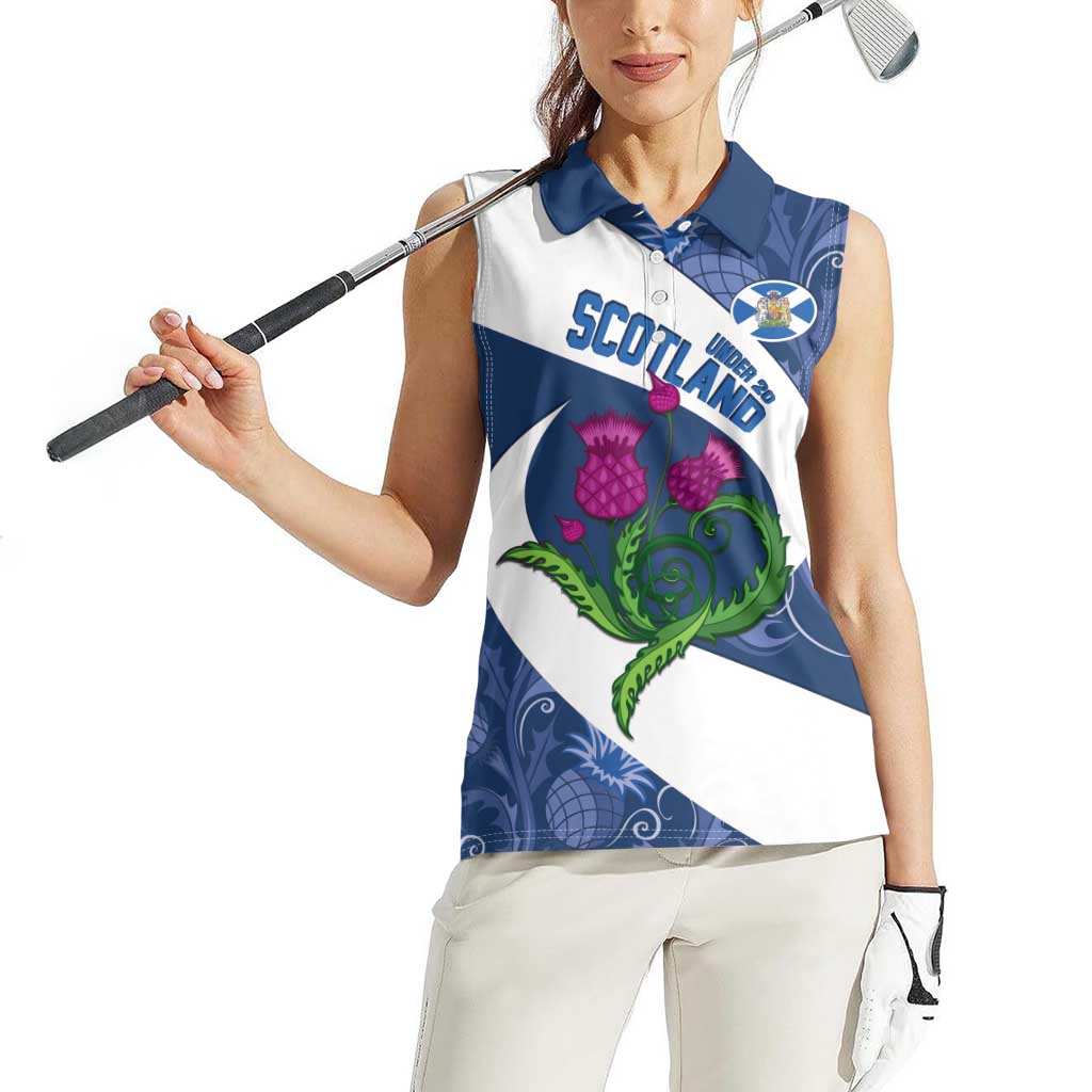 Custom Scotland Rugby Women Sleeveless Polo Shirt 2024 Go Champions Scottish Thistles