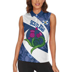 Custom Scotland Rugby Women Sleeveless Polo Shirt 2024 Go Champions Scottish Thistles