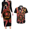 Custom Australia Indigenous Rugby Couples Matching Long Sleeve Bodycon Dress and Hawaiian Shirt 2024 Aboriginal All Stars