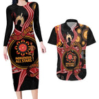 Custom Australia Indigenous Rugby Couples Matching Long Sleeve Bodycon Dress and Hawaiian Shirt 2024 Aboriginal All Stars