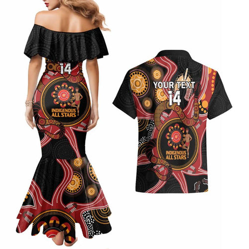 Custom Australia Indigenous Rugby Couples Matching Mermaid Dress and Hawaiian Shirt 2024 Aboriginal All Stars