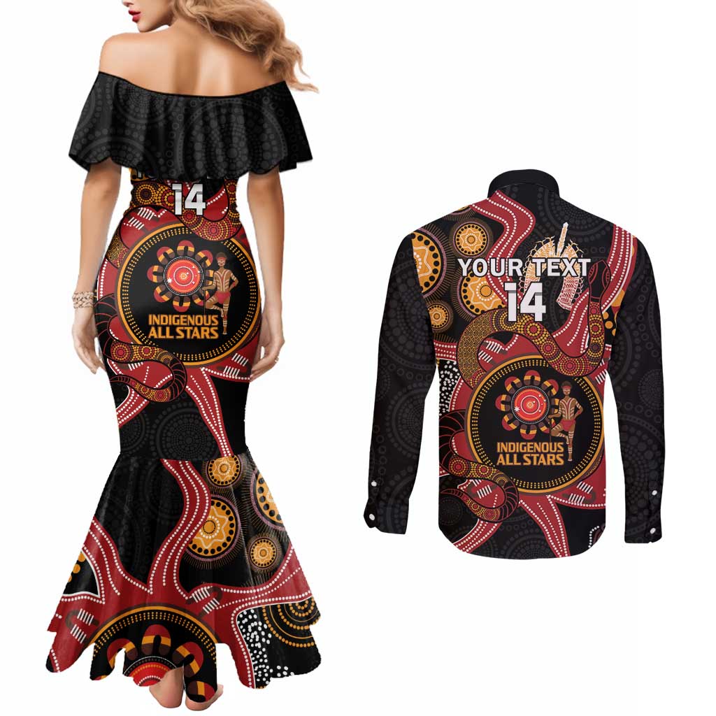 Custom Australia Indigenous Rugby Couples Matching Mermaid Dress and Long Sleeve Button Shirt 2024 Aboriginal All Stars