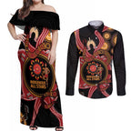 Custom Australia Indigenous Rugby Couples Matching Off Shoulder Maxi Dress and Long Sleeve Button Shirt 2024 Aboriginal All Stars