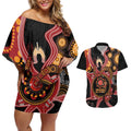 Custom Australia Indigenous Rugby Couples Matching Off Shoulder Short Dress and Hawaiian Shirt 2024 Aboriginal All Stars