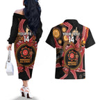 Custom Australia Indigenous Rugby Couples Matching Off The Shoulder Long Sleeve Dress and Hawaiian Shirt 2024 Aboriginal All Stars
