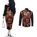Custom Australia Indigenous Rugby Couples Matching Off The Shoulder Long Sleeve Dress and Long Sleeve Button Shirt 2024 Aboriginal All Stars