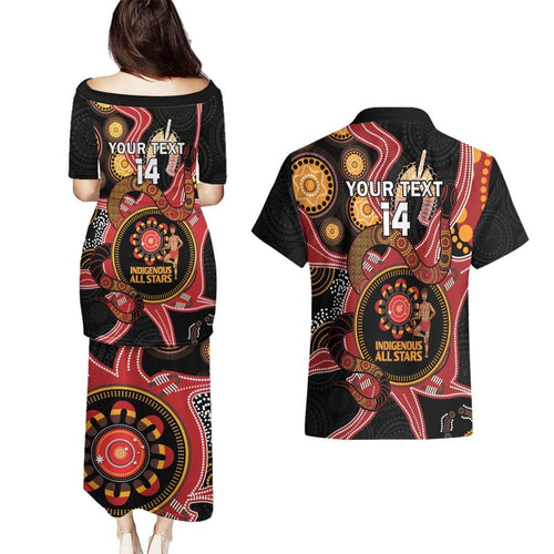 Custom Australia Indigenous Rugby Couples Matching Puletasi and Hawaiian Shirt 2024 Aboriginal All Stars