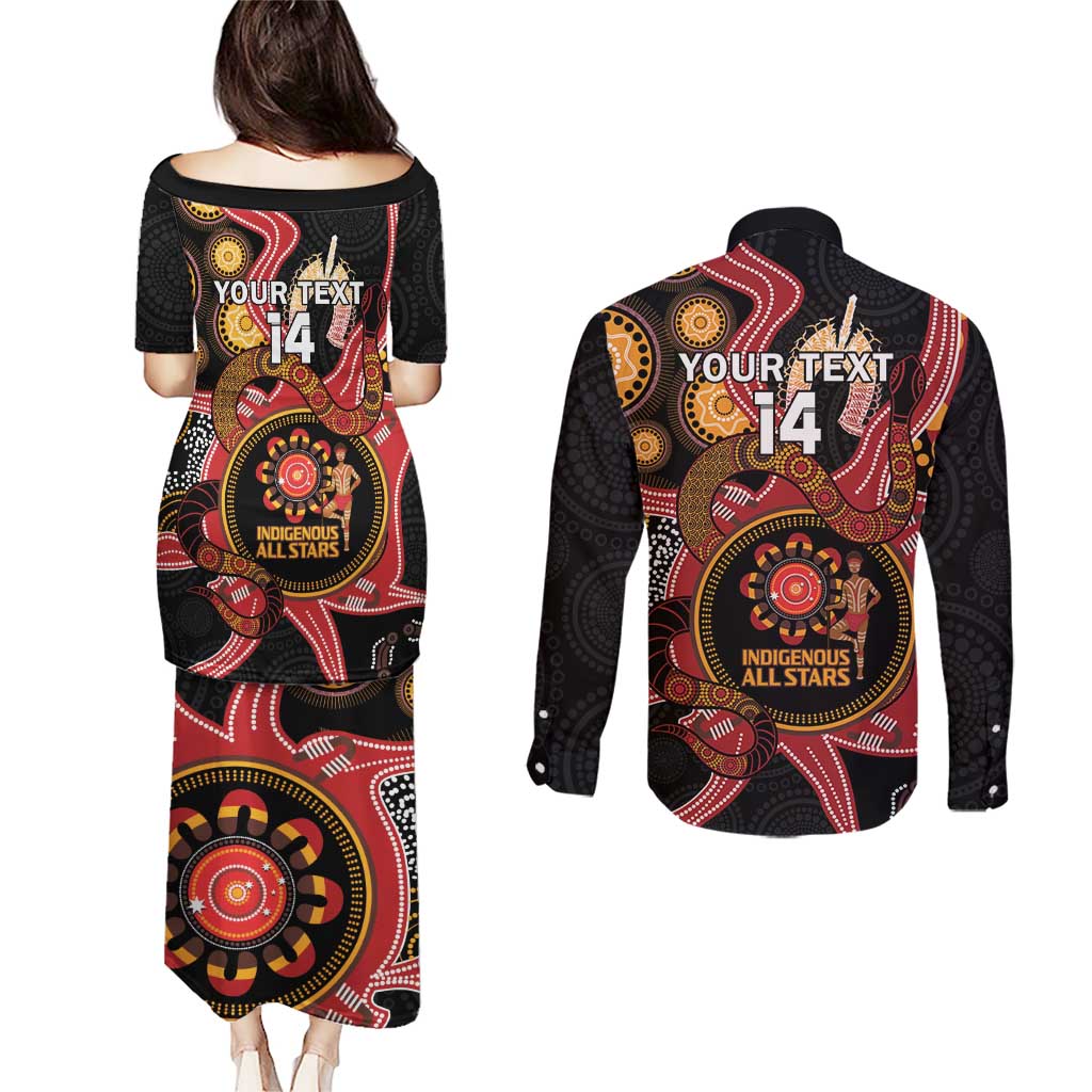 Custom Australia Indigenous Rugby Couples Matching Puletasi and Long Sleeve Button Shirt 2024 Aboriginal All Stars