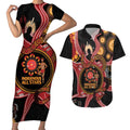 Custom Australia Indigenous Rugby Couples Matching Short Sleeve Bodycon Dress and Hawaiian Shirt 2024 Aboriginal All Stars