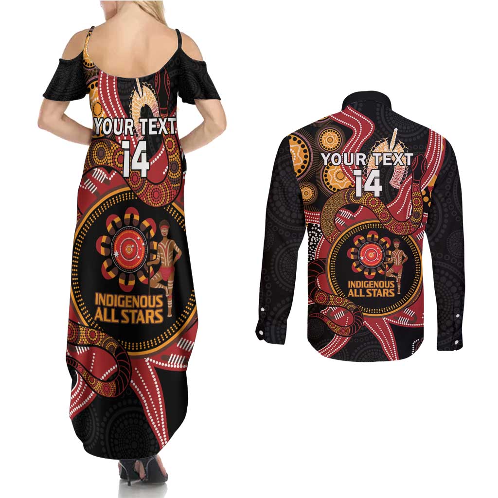 Custom Australia Indigenous Rugby Couples Matching Summer Maxi Dress and Long Sleeve Button Shirt 2024 Aboriginal All Stars