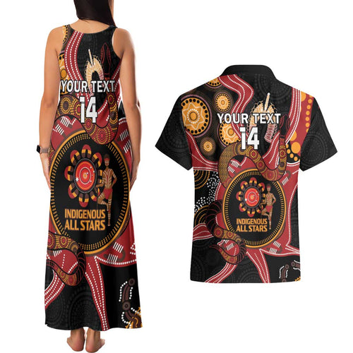 Custom Australia Indigenous Rugby Couples Matching Tank Maxi Dress and Hawaiian Shirt 2024 Aboriginal All Stars