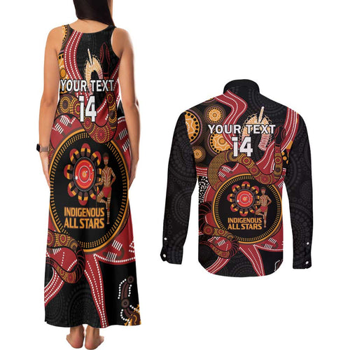 Custom Australia Indigenous Rugby Couples Matching Tank Maxi Dress and Long Sleeve Button Shirt 2024 Aboriginal All Stars