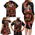 Custom Australia Indigenous Rugby Family Matching Long Sleeve Bodycon Dress and Hawaiian Shirt 2024 Aboriginal All Stars