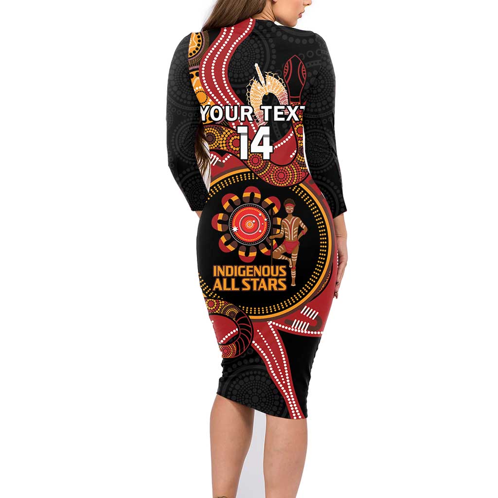 Custom Australia Indigenous Rugby Family Matching Long Sleeve Bodycon Dress and Hawaiian Shirt 2024 Aboriginal All Stars