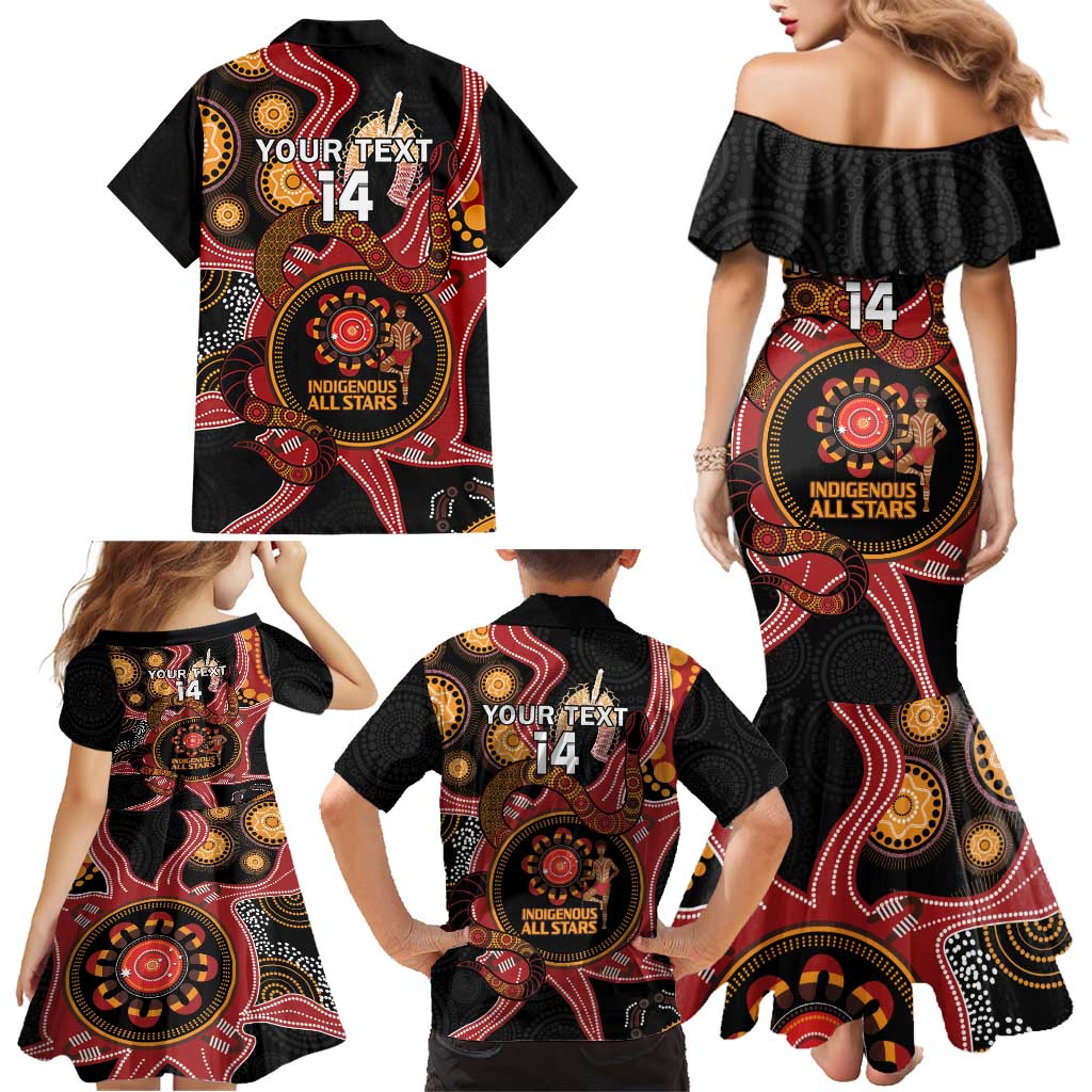 Custom Australia Indigenous Rugby Family Matching Mermaid Dress and Hawaiian Shirt 2024 Aboriginal All Stars
