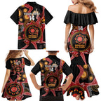Custom Australia Indigenous Rugby Family Matching Mermaid Dress and Hawaiian Shirt 2024 Aboriginal All Stars