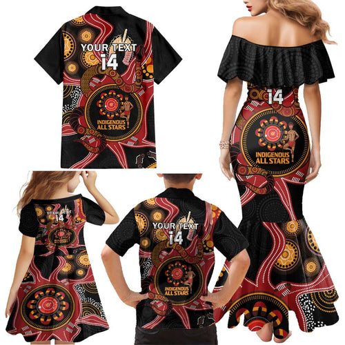 Custom Australia Indigenous Rugby Family Matching Mermaid Dress and Hawaiian Shirt 2024 Aboriginal All Stars