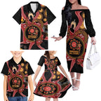 Custom Australia Indigenous Rugby Family Matching Off The Shoulder Long Sleeve Dress and Hawaiian Shirt 2024 Aboriginal All Stars