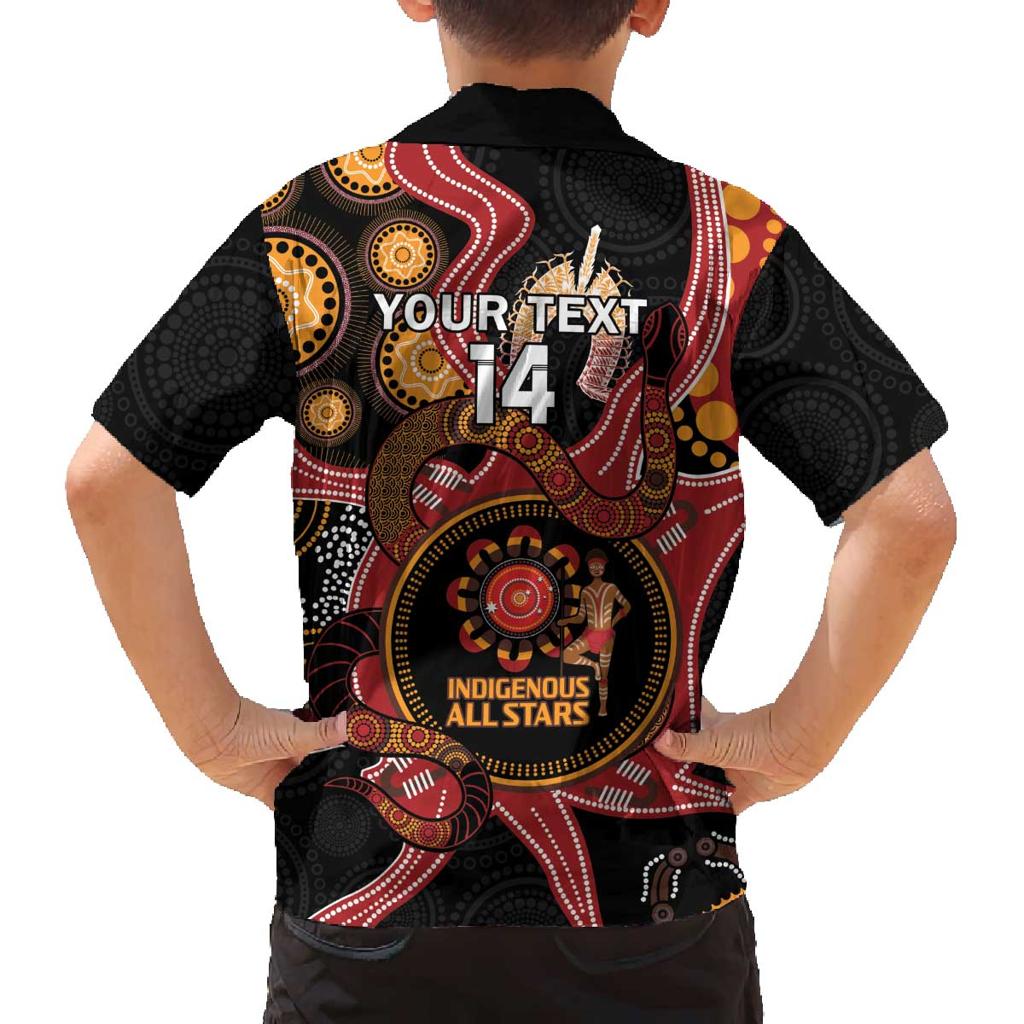 Custom Australia Indigenous Rugby Family Matching Off The Shoulder Long Sleeve Dress and Hawaiian Shirt 2024 Aboriginal All Stars