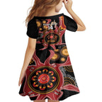 Custom Australia Indigenous Rugby Family Matching Off The Shoulder Long Sleeve Dress and Hawaiian Shirt 2024 Aboriginal All Stars