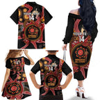 Custom Australia Indigenous Rugby Family Matching Off The Shoulder Long Sleeve Dress and Hawaiian Shirt 2024 Aboriginal All Stars