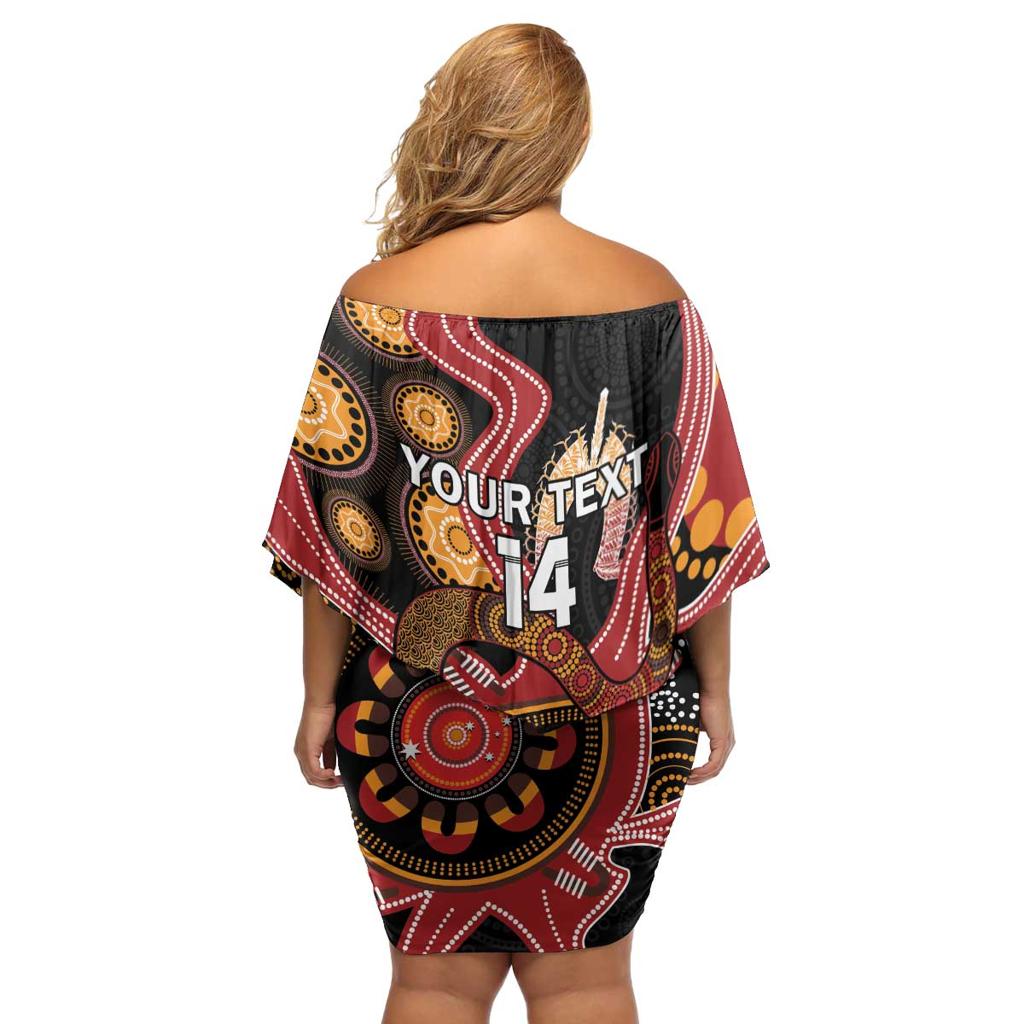 Custom Australia Indigenous Rugby Family Matching Off Shoulder Short Dress and Hawaiian Shirt 2024 Aboriginal All Stars