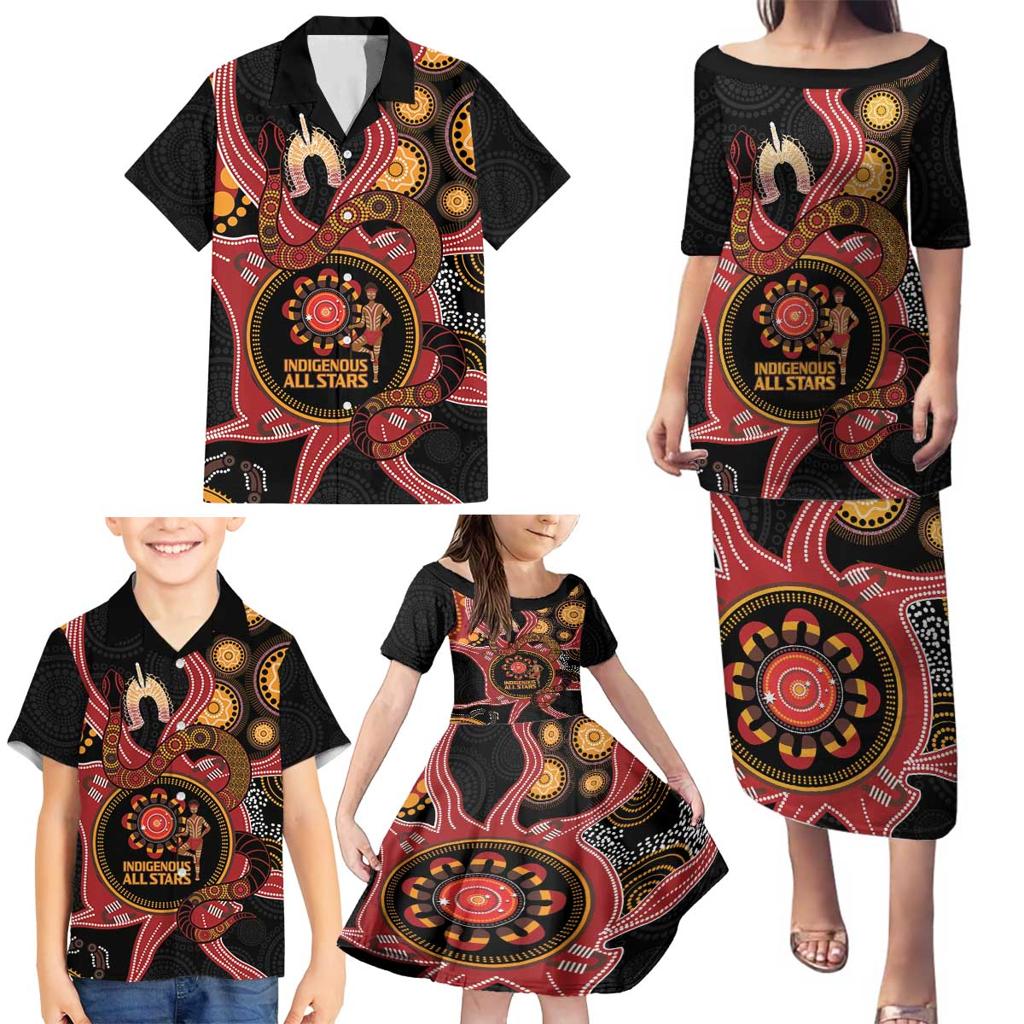 Custom Australia Indigenous Rugby Family Matching Puletasi and Hawaiian Shirt 2024 Aboriginal All Stars