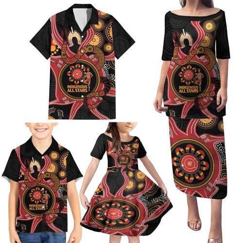 Custom Australia Indigenous Rugby Family Matching Puletasi and Hawaiian Shirt 2024 Aboriginal All Stars