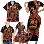 Custom Australia Indigenous Rugby Family Matching Short Sleeve Bodycon Dress and Hawaiian Shirt 2024 Aboriginal All Stars