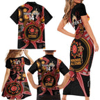 Custom Australia Indigenous Rugby Family Matching Short Sleeve Bodycon Dress and Hawaiian Shirt 2024 Aboriginal All Stars