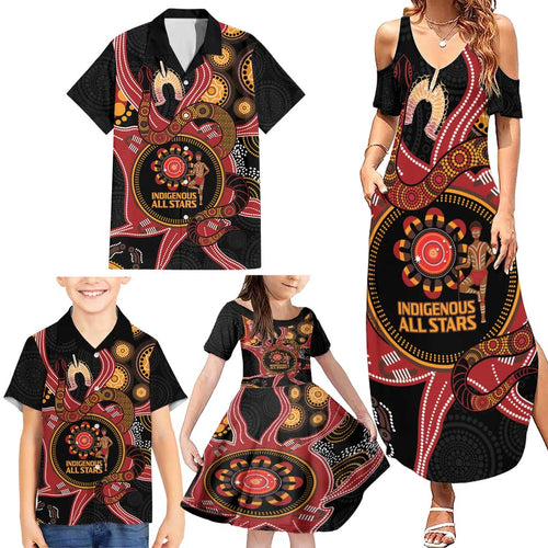 Custom Australia Indigenous Rugby Family Matching Summer Maxi Dress and Hawaiian Shirt 2024 Aboriginal All Stars