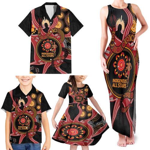 Custom Australia Indigenous Rugby Family Matching Tank Maxi Dress and Hawaiian Shirt 2024 Aboriginal All Stars