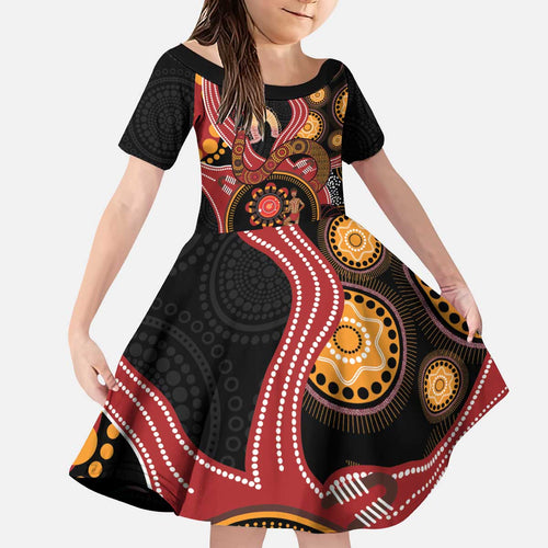 Custom Australia Indigenous Rugby Kid Short Sleeve Dress 2024 Aboriginal All Stars