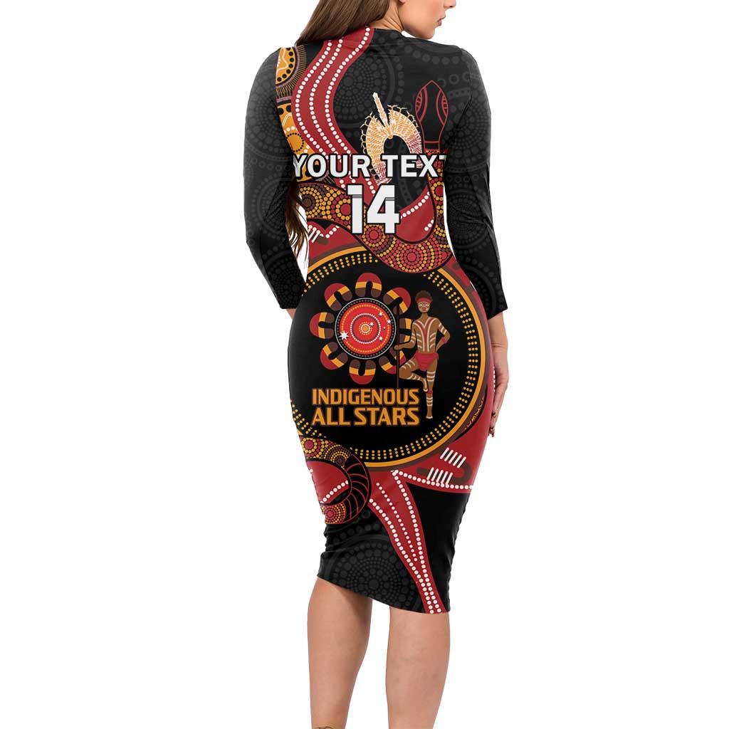 Custom Australia Indigenous Rugby Long Sleeve Bodycon Dress 2024 Aboriginal All Stars
