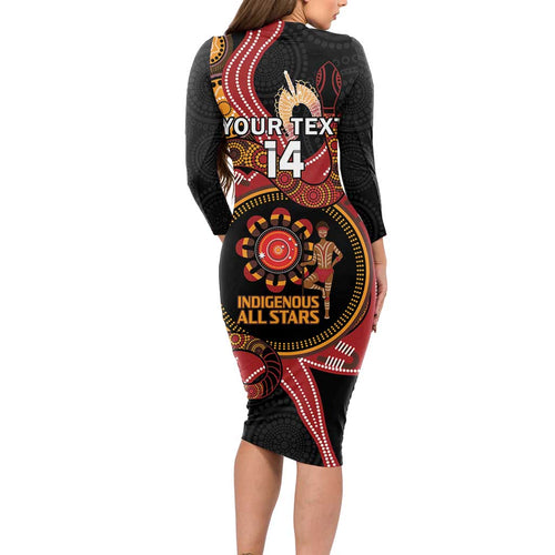 Custom Australia Indigenous Rugby Long Sleeve Bodycon Dress 2024 Aboriginal All Stars